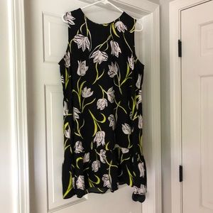 Black and neon dress with flutter bottom.